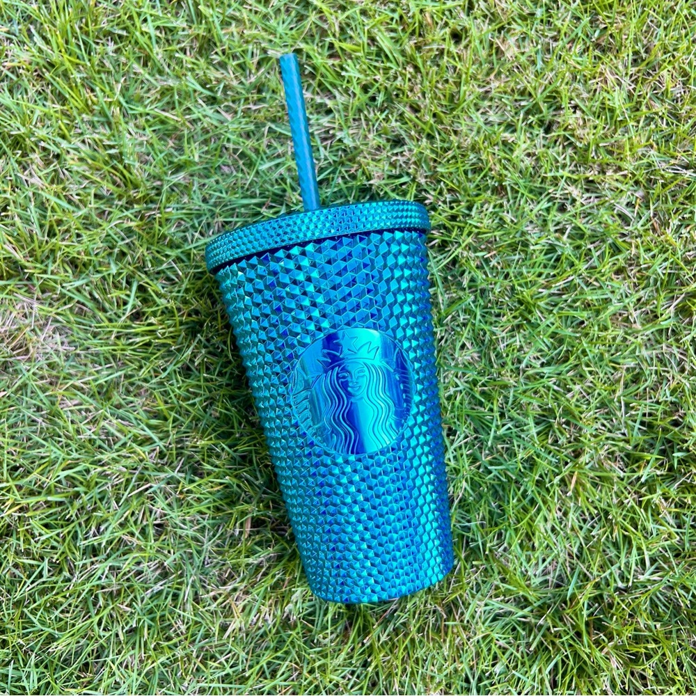 Sapphire metallic blue studded 16oz Starbucks tumbler
